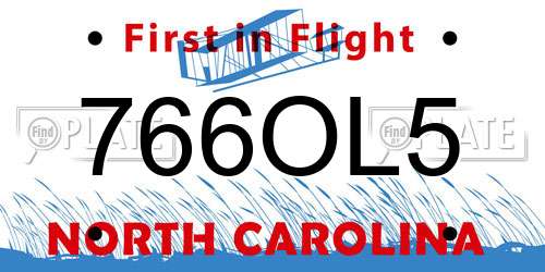 766OL5 North Carolina License Plate