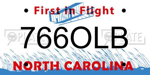 766OLB North Carolina License Plate