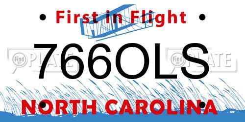 766OLS North Carolina License Plate