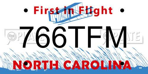 766TFM North Carolina License Plate