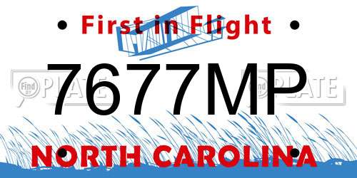 7677MP North Carolina License Plate