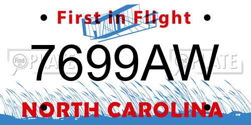 7699AW North Carolina License Plate