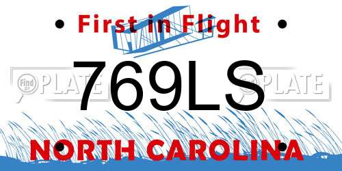 769LS North Carolina License Plate