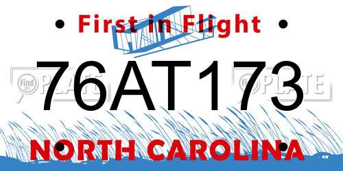 76AT173 North Carolina License Plate