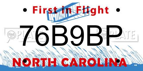 76B9BP North Carolina License Plate