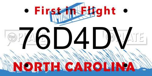 76D4DV North Carolina License Plate