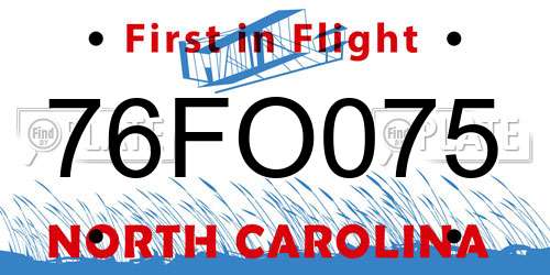 76FO075 North Carolina License Plate