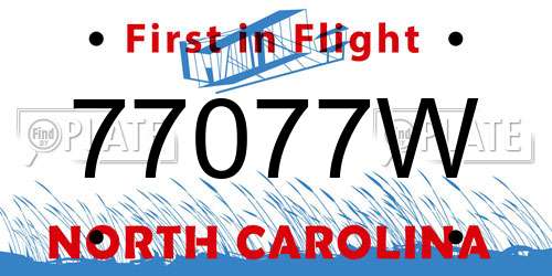 77077W North Carolina License Plate