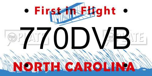 770DVB North Carolina License Plate