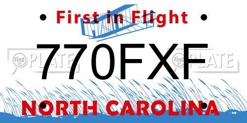 770FXF North Carolina License Plate