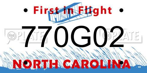 770G02 North Carolina License Plate
