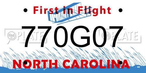 770G07 North Carolina License Plate