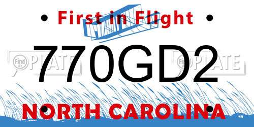 770GD2 North Carolina License Plate