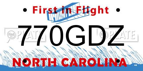 770GDZ North Carolina License Plate