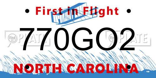 770GO2 North Carolina License Plate