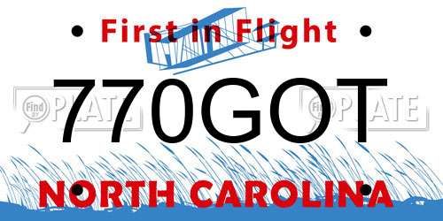 770GOT North Carolina License Plate