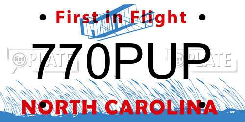 770PUP North Carolina License Plate