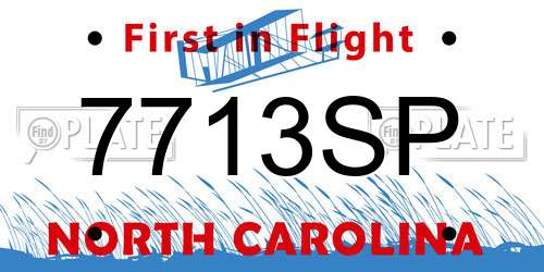 7713SP North Carolina License Plate