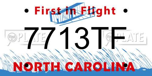 7713TF North Carolina License Plate