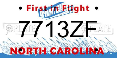 7713ZF North Carolina License Plate