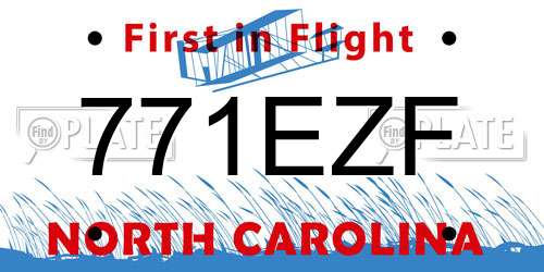 771EZF North Carolina License Plate