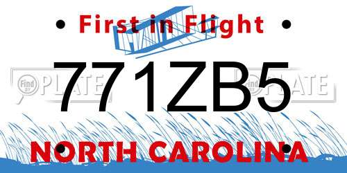 771ZB5 North Carolina License Plate