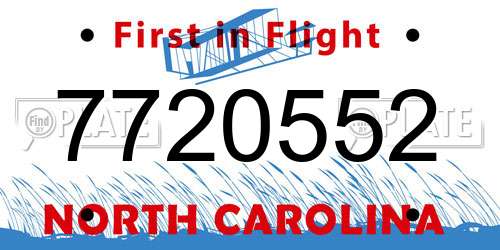 7720552 North Carolina License Plate