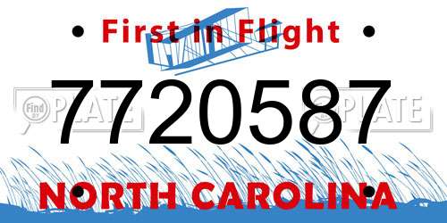 7720587 North Carolina License Plate