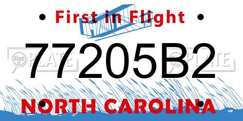 77205B2 North Carolina License Plate