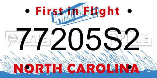 77205S2 North Carolina License Plate