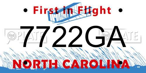 7722GA North Carolina License Plate