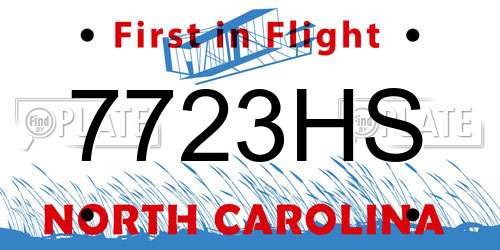 7723HS North Carolina License Plate