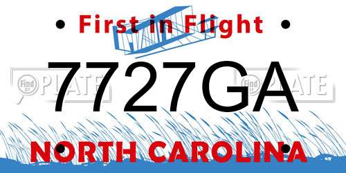 7727GA North Carolina License Plate