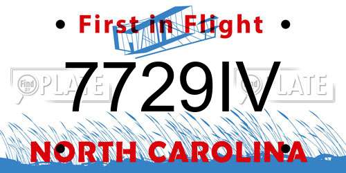 7729IV North Carolina License Plate