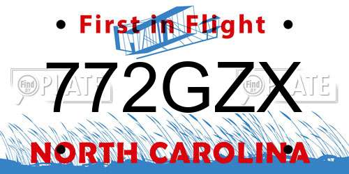 772GZX North Carolina License Plate