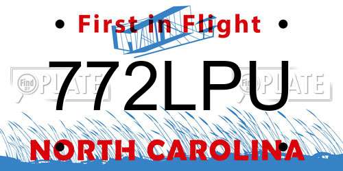 772LPU North Carolina License Plate