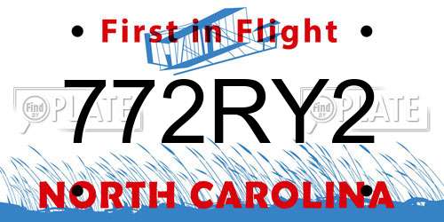 772RY2 North Carolina License Plate