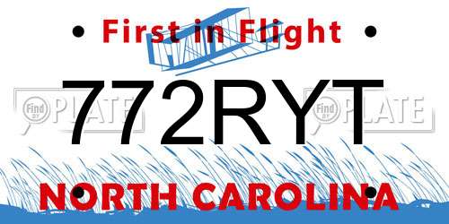 772RYT North Carolina License Plate