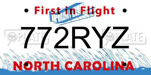 772RYZ North Carolina License Plate