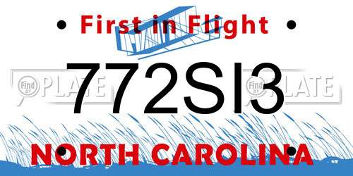 772SI3 North Carolina License Plate