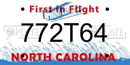 772T64 North Carolina License Plate