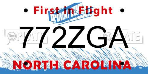 772ZGA North Carolina License Plate