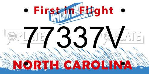 77337V North Carolina License Plate