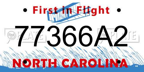 77366A2 North Carolina License Plate
