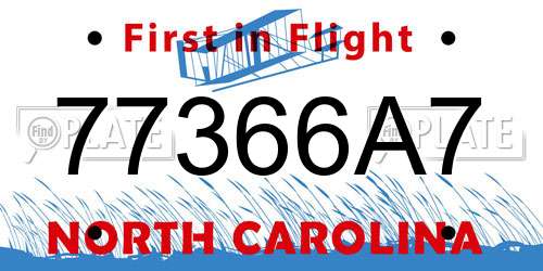 77366A7 North Carolina License Plate