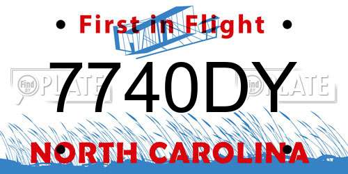 7740DY North Carolina License Plate