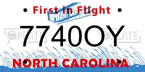 7740OY North Carolina License Plate