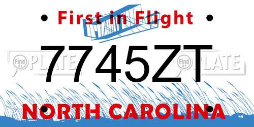 7745ZT North Carolina License Plate