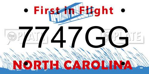 7747GG North Carolina License Plate