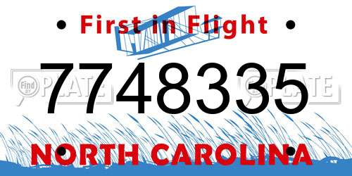 7748335 North Carolina License Plate
